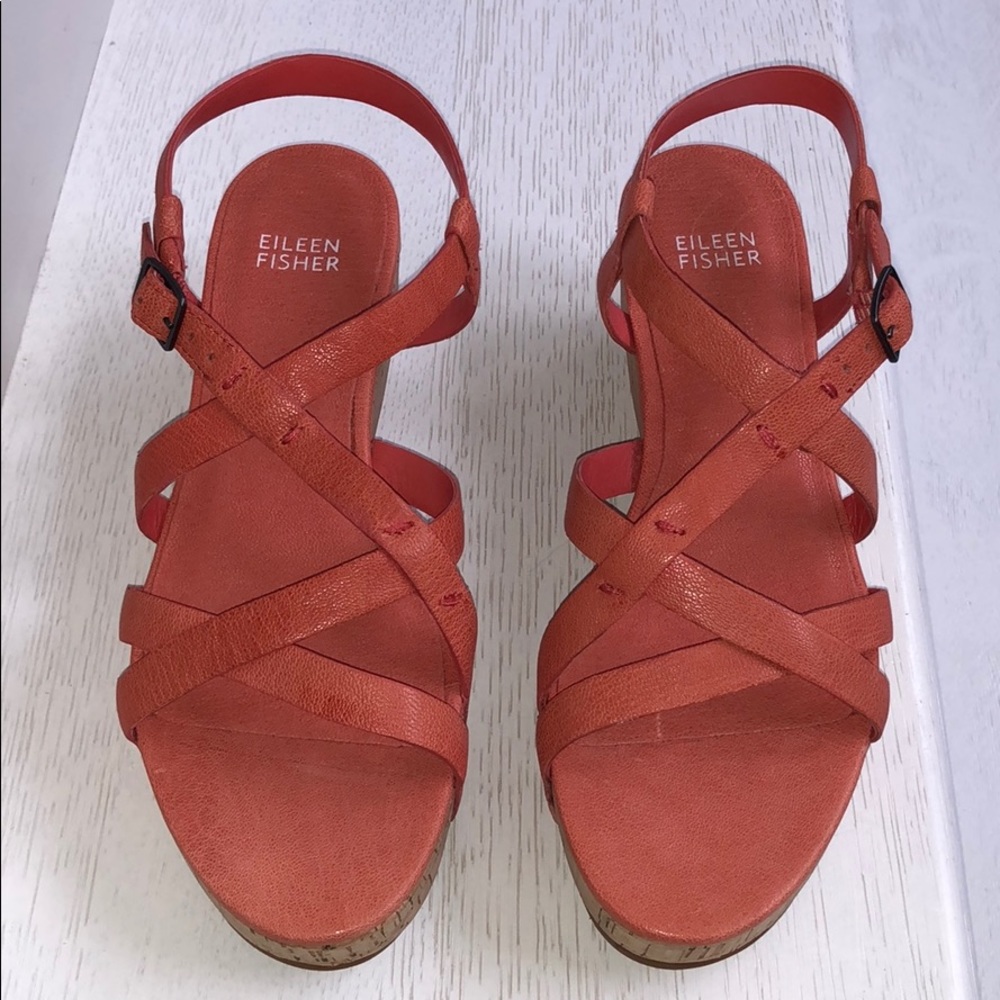 Array Cork Sandals by Eileen Fisher (Coral)